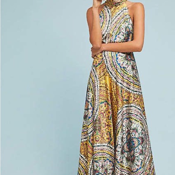 Nicole Miller Dresses & Skirts - Anthropology x Nicole Miller Yellow Retro Paisley Maxi Dress